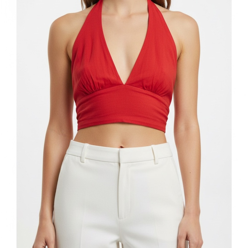 Zara Scarlet Halter Crop Top
